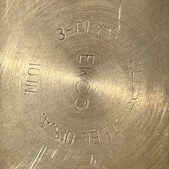 Vtg Ecko 3 ply Stainless Steel 10" Skillet Pan w/Lid USA - Picture 7 of 7